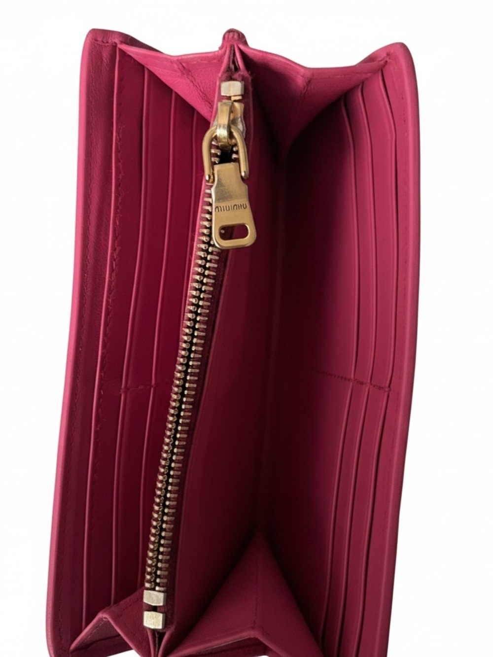 Miu Miu Matelassé Nappa Leather Wallet & 6-Ring Key Case Set - Pink/Fuschia - Picture 10 of 14